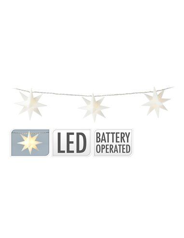 Guirlanda Fixa a Bateria 10 LEDs Estrelas Decorativas ø8cm Luz Branca Quente 1,8m Cores/Modelos Sortidos