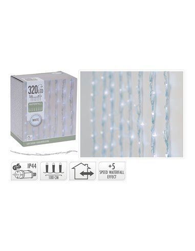 CORTINA 320 LEDS BLANCO FRIO CON 5 FUNCIONES  1x2m