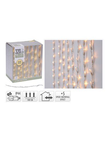 Cortina 320 LEDs Branco Quente com 5 Funções 1x2m