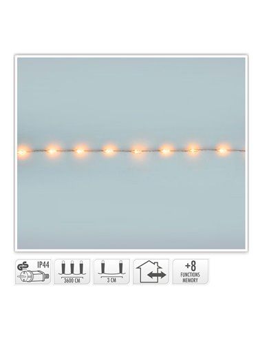 GUIRNALDA SOFT WIRE 1200 LEDS BLANCO CÁLIDO 8 FUNCIONES 36m