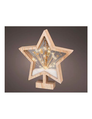 ESTRELLA DE MADERA CON MICROLEDS 4X26X28CM 25 LEDS