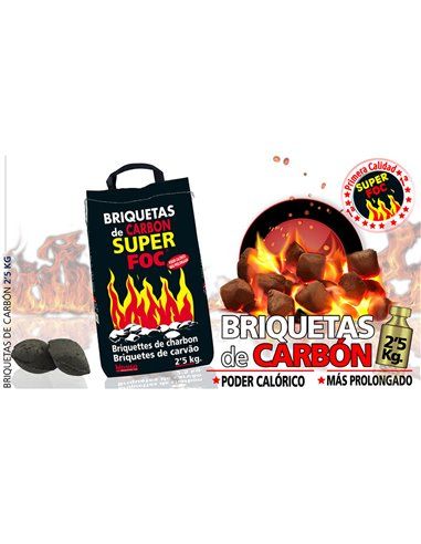 Briquetes de Carvão 2,5kg 08006 Super Foc