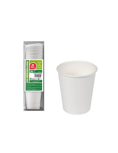 PACK CON 30UNID. VASOS CARTÓN BLANCOS 120CC BEST PRODUCTS GREEN