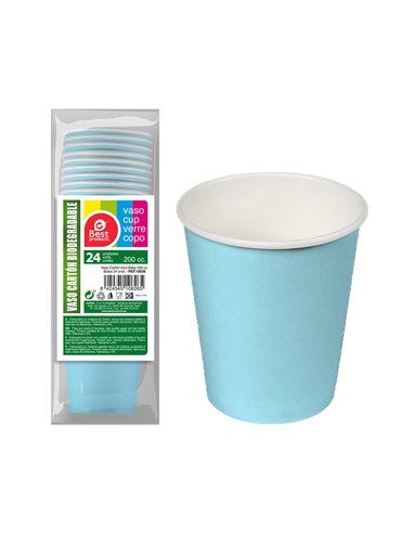 PACK 24UD VASOS CARTÓN AZULES BABY 200CC BEST PRODUCTS GREEN