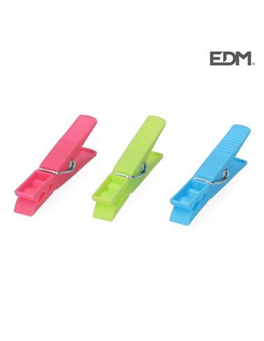 Pacote de 24 pinças de plástico EDM 7,2x2,4x1cm