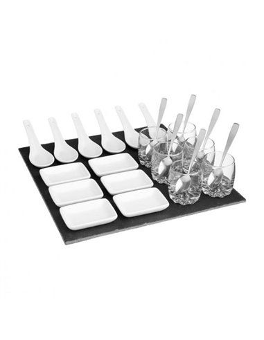 SET APERITIVO 25 PIEZAS CON BASE DE PIZARRA