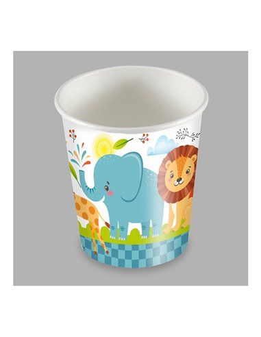 BOLSA CON 25 VASOS DISEÑO ANIMALES 200cc CARTON