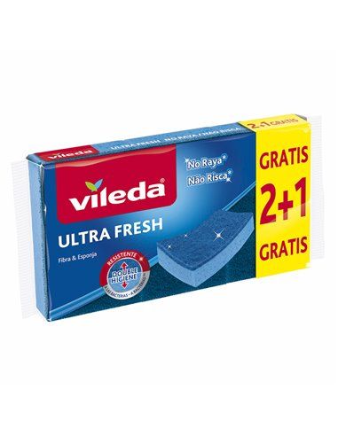 ESTROPAJO ULTRA FRESH NO RAYA CON ESPONJA 2+1 166459 VILEDA