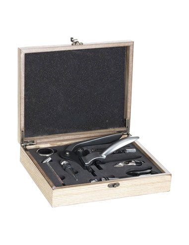 BOX MADERA SOMMELIER 9 PIEZAS