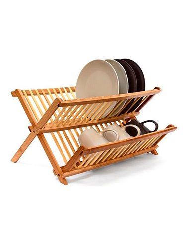 Egouttoir à vaisselle pliable en bambou 42x33,5x25,5cm