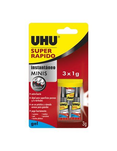 UHU SUPER RÁPIDO MINIS GEL (EN CAJA) 3x1g REF. 36527