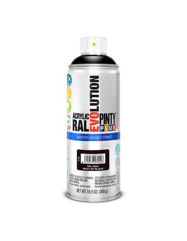 PINTURA EN SPRAY PINTYPLUS EVOLUTION WATER-BASED 520CC RAL 9005 NEGRO INTENSO MATE