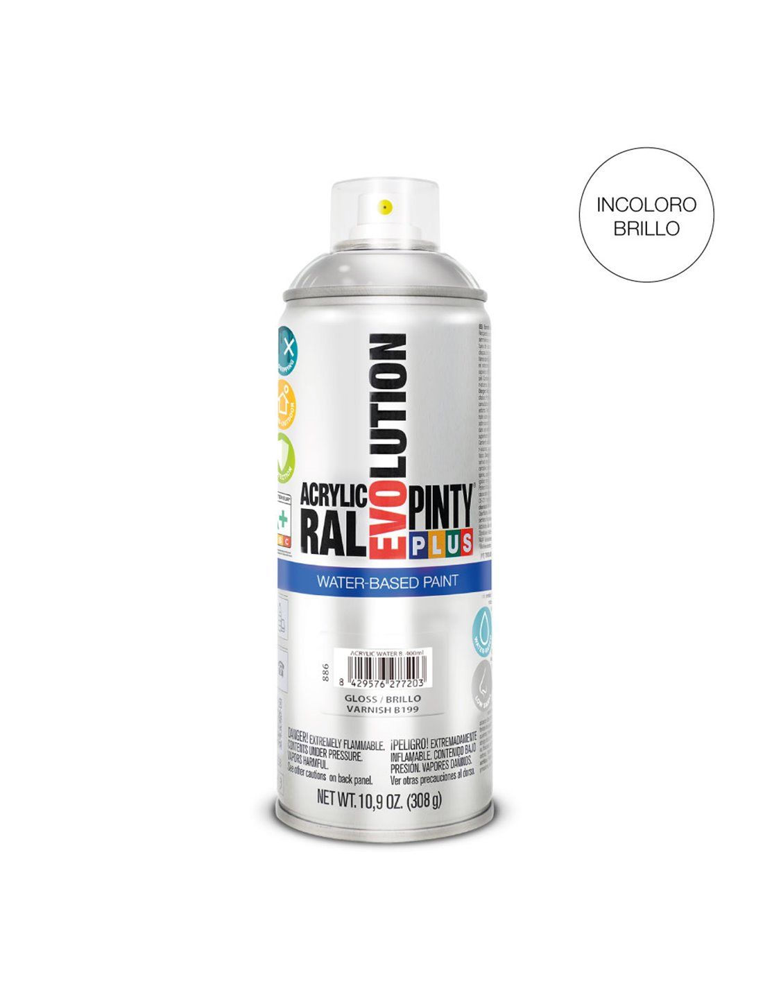 Pintura En Spray Pintyplus Evolution Water-based 520cc B199 Barniz Brillo