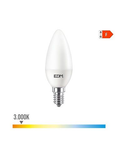 Lâmpada Vela LED EDM E14 8W 806lm 3000K Luz Quente Ø3,8x11,4cm