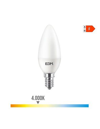 BOMBILLA VELA LED E14 8W 806 lm 4000K LUZ DIA Ø3,8x11,4cm EDM