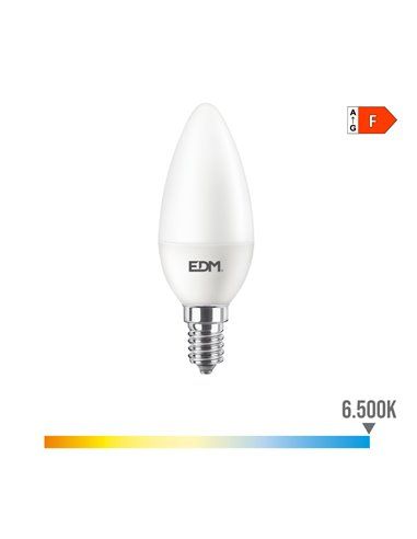 BOMBILLA VELA LED E14 8W 806 lm 6500K LUZ FRIA Ø3,8x11,4cm EDM