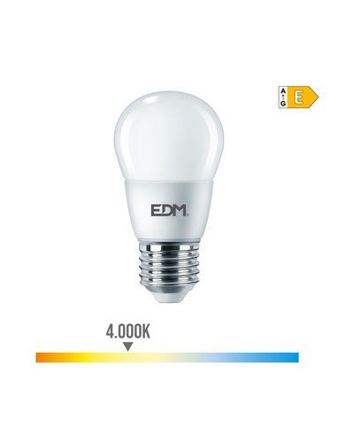 Lâmpada LED Esférica EDM E27 7W 806lm 4000K Luz Diurna Ø4,8x9,3cm