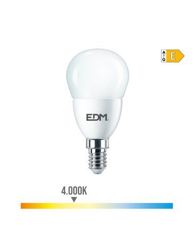 Lâmpada esférica E14 7W 806 lm 4000k luz natural ø4,8x9,5cm