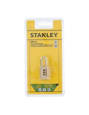 CANDADO DE ARCO 20mm COMBINACIÓN 3 NÚMEROS STANLEY