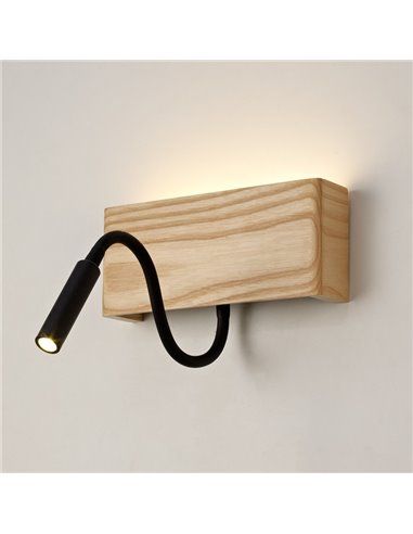 Aplique LED Madera Ravel 5W+3W USB