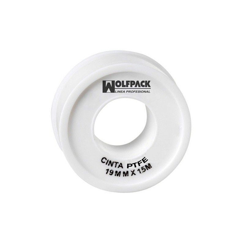 Fita Wolfpack PTFE 19 mm. x 50 m. Espesso. (Pacote de 5 Rolos)