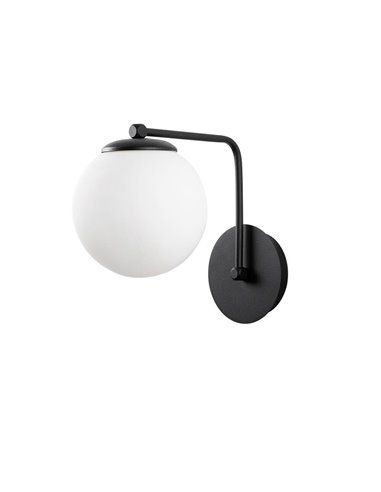 Aplique de pared negro con tulipa de cristal Model 12