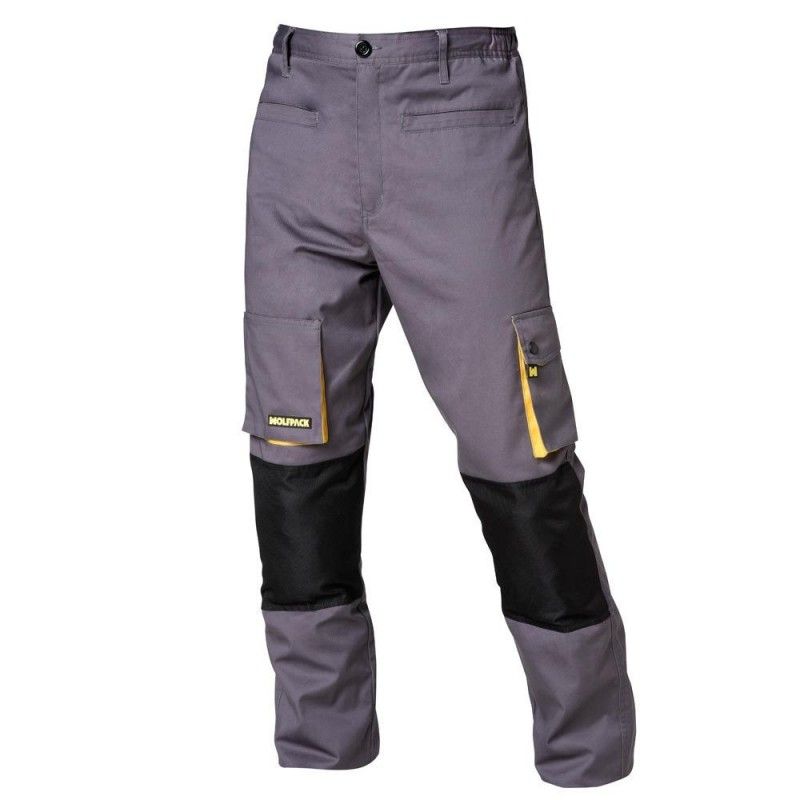 Calça Longa de Trabalho Cinza/Amarela Tamanho 46/48 L