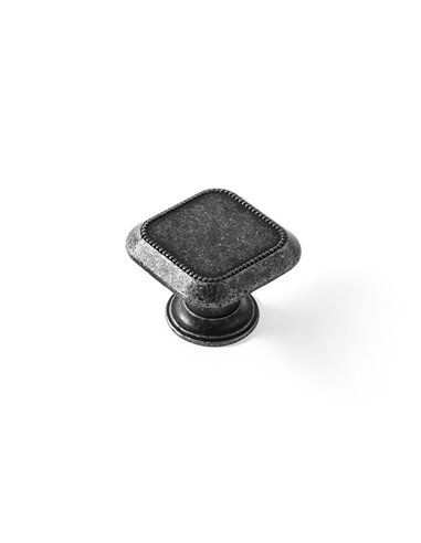 Blister de 4 boutons métal pour meuble argent vieilli modèle 3120 30x30mm