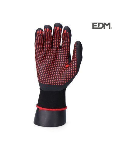 Guante industria metalúrgica nylon/lycra recubierto de nitrilo talla 9 edm