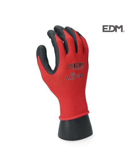 Guante construcción poliéster recubierto de látex talla 10 edm