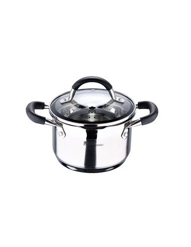 Olla ø16x10cm 1,8l acero inox con tapa foodies bgmp-1504-bk masterpro. la olla de 16 x 10cm tiene una capacidad de 1,8 l. está h