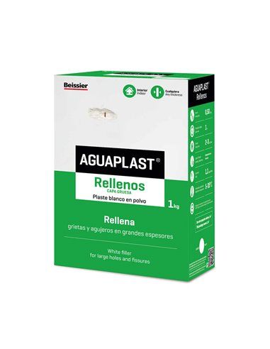 Aguaplast rellenos estuche 1kg (10ue) plaste en polvo para rellenar grietas y agujeros en grandes espesores