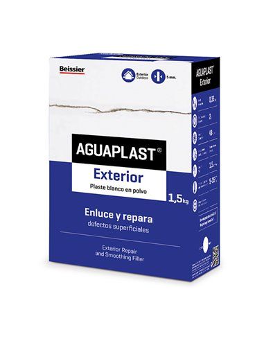 Aguaplast exterior 1,5kg plaste en polvo para enlucir y reparar defectos superficiales, elementos decorativos, balustradas