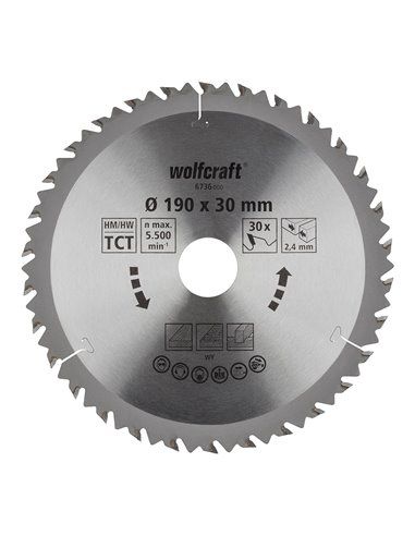 Lâmina de serra circular Wolfcraft CT 30 dentes 190 mm (6736000)