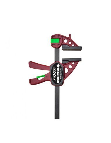 Sargento mini quick piher 30cm ref. 52430. fuerza máxima 75kg. cabezales de nylon y fibra de vidrio barra de acero templada reve