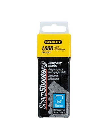 Caixa STANLEY de 1000 Grampos Tipo G (4/11/140) 6mm (1-TRA704T)