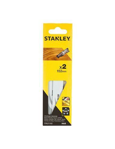 Pack 2 hojas sierra sable 15,2cm corte fino sta21192-xj stanley. 2 hojas para sierra sable corte fino para madera y madera con c