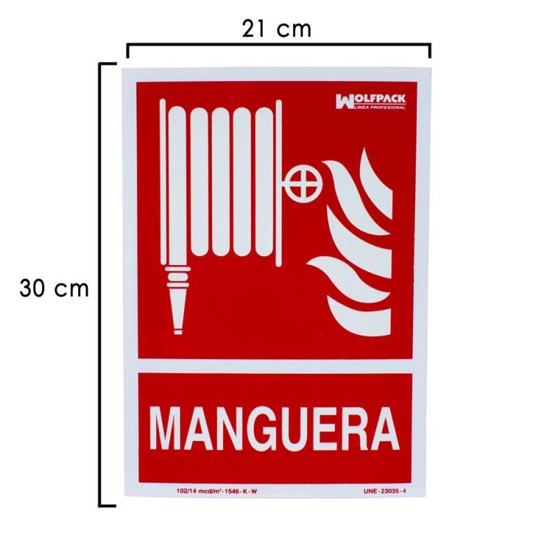 Cartel Manguera 30x21 cm.