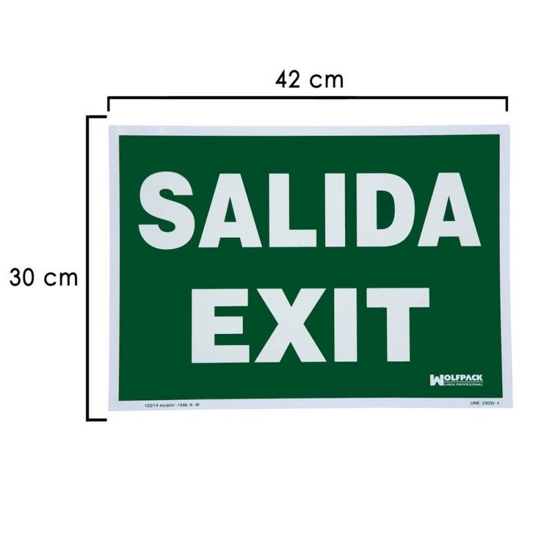 Cartel Salida Exit 30x42 cm.