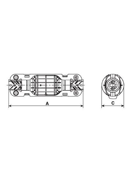 Caja conexión ip68 5650/3 paguri 2 salidas 3 polos. caja de conexión provista de regleta de 3x2.5mm2 y gel aislante en su interi