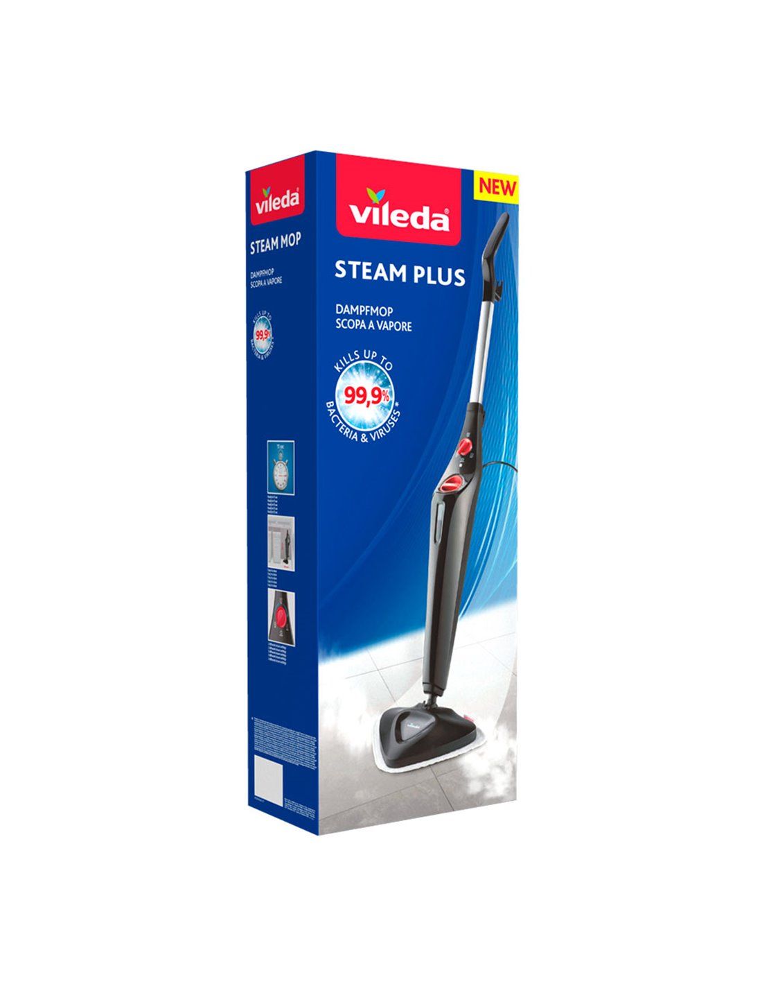 Vileda Steam Mop (UK Version), Kills 99.9% of Bacteria Without