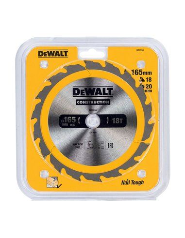 S.di. disco da costruzione 165x20mm 18t (ac) dt1933-qz dewalt