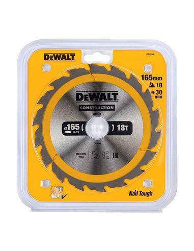 Disco de corte DEWALT para construção 165x30mm 18T (AC) (DT1936-QZ)