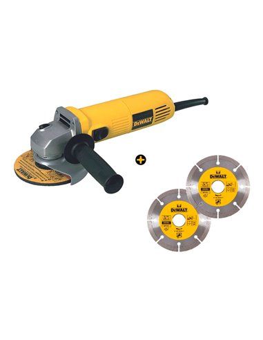 S.of. mini grinder 115mm 730w and 2 discs dwe4016d2-qs dewalt