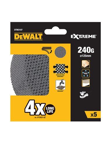 S.of. pack of 5 mesh sandpapers ø125mm grit: 240 for dewalt dtm3107-qz roto-orbital sanders