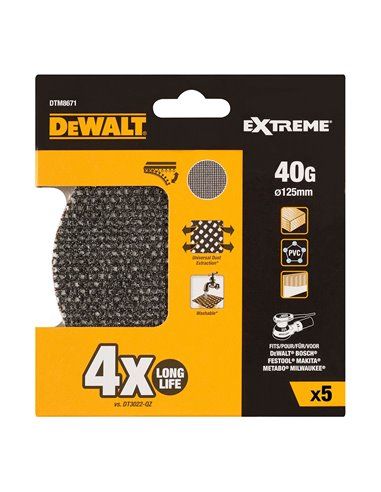 S.of. pack of 5 mesh sandpapers ø125mm grit: 40 for dewalt dtm8671-qz roto-orbital sanders