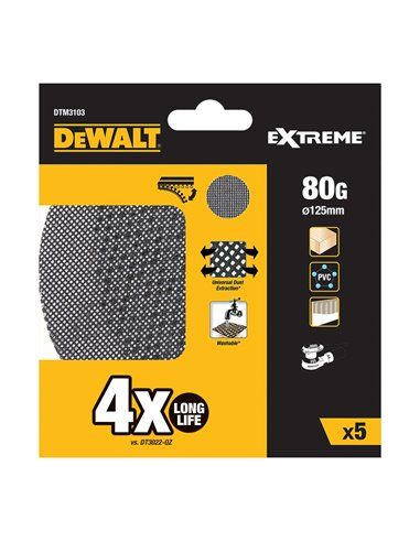 S. von Packung mit 5 Mesh-Schleifpapieren ø125 mm Körnung: 80 für Dewalt dtm3103-qz Rotations-Exzenterschleifer