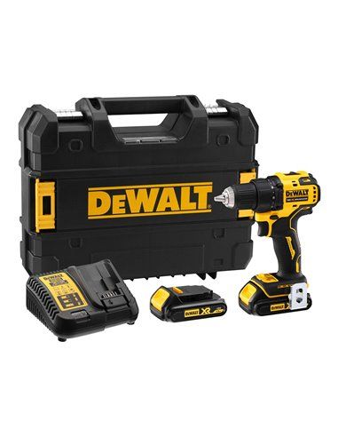 S.of. brushless drill driver xr 18v 13mm 2 batteries with case dcd708s2t-qw dewalt