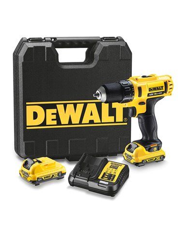 Chave de perfuração DEWALT XR 10,8 V 10 mm com 2 baterias, carregador e estojo (DCD710D2-QW)