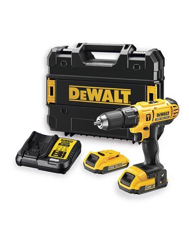 S.di. trapano a percussione xr 18v 13mm 2 batterie e custodia dcd776d2t-qw dewalt